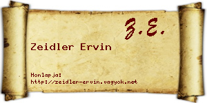 Zeidler Ervin névjegykártya